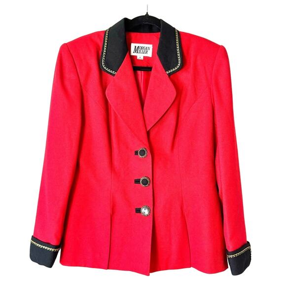 Vintage Red & Gold Equestrian Blazer Jacket Size 10 - Picture 1 of 7